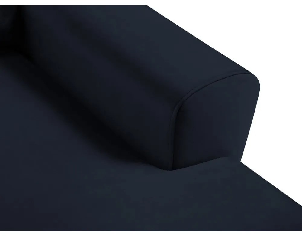 Colțar albastru închis extensibil, cu spațiu de depozitare cu tapițerie din catifea (cu colț pe partea dreaptă, cu șezlong) Kyoto – Cosmopolitan Design