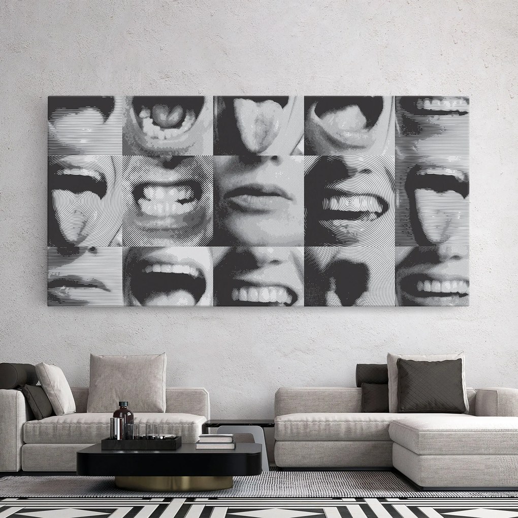 Tablou Canvas, 40x80cm, Dormitor si Living, Moderne, Colaje, Grey Mouth Collage