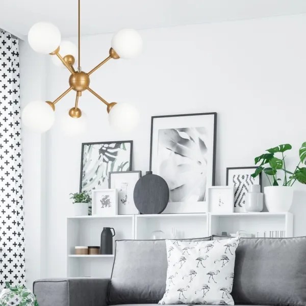 Lustră pe tijă RUBBY BALL 6xG9/5W/230V auriu