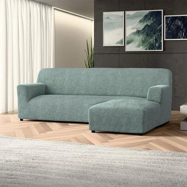 Huse bielastice COSTINA mentă canapea cu otoman dreapta (l. 170 - 300 cm)