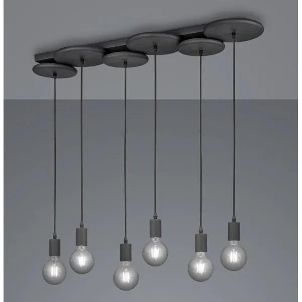 Lustră pe cablu DISCUS 6xE27/28W/230V neagră Trio