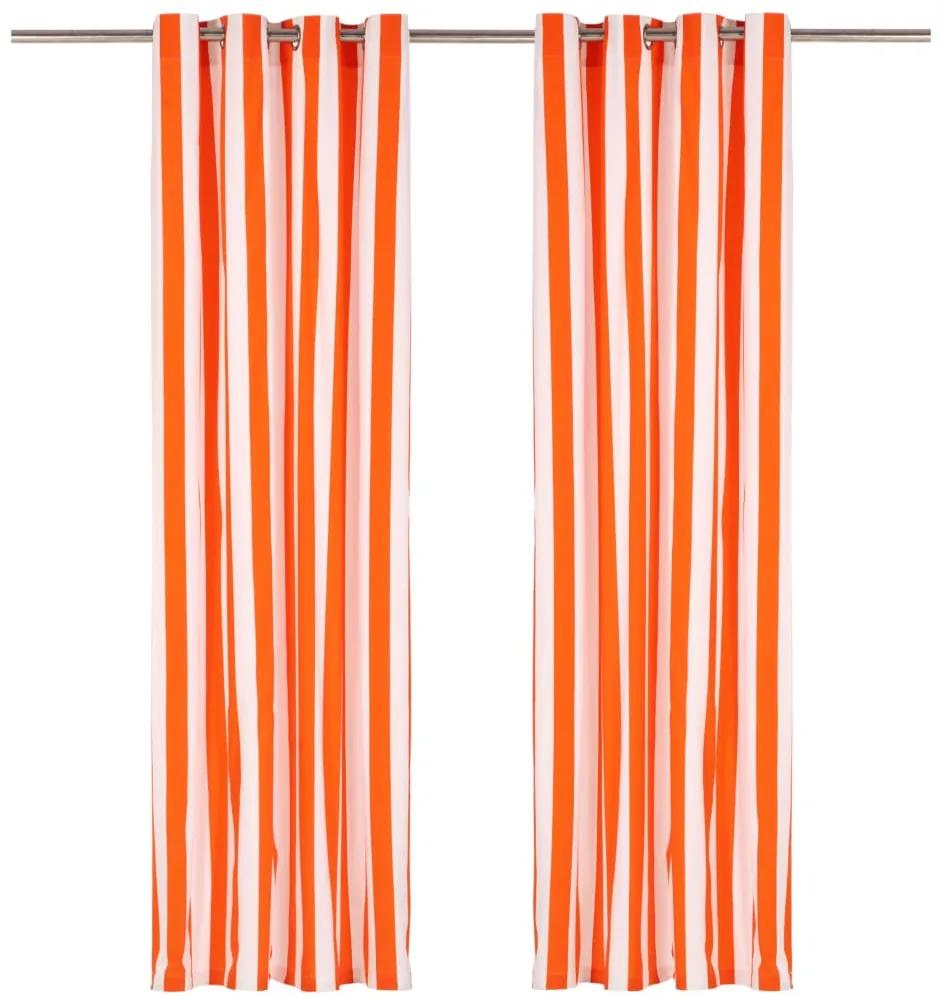 vidaXL Perdele cu inele metalice, 2 buc, portocaliu, 140x245 cm textil