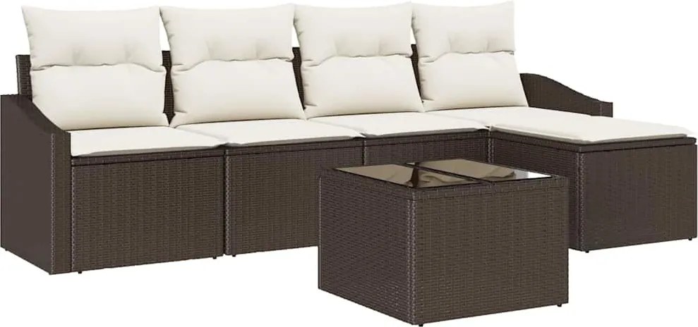 vidaXL Set de canapea cu pernă 6 pcs Maro poliratan