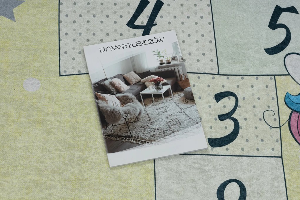 BAMBINO 54060 covor lavabil Inorog, hopscotch pentru copii anti-alunecare - roz / galben