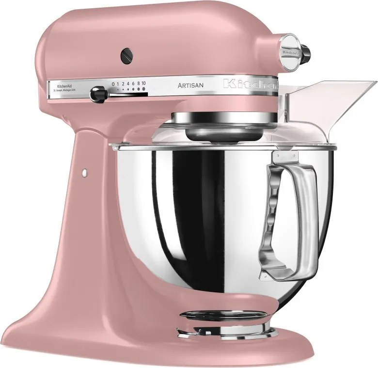 Mixer planetar KitchenAid Artisan Elegance 5KSM175PSEDR, 300 W, 4.8 l, Acționare directă, 10 viteze, Roz