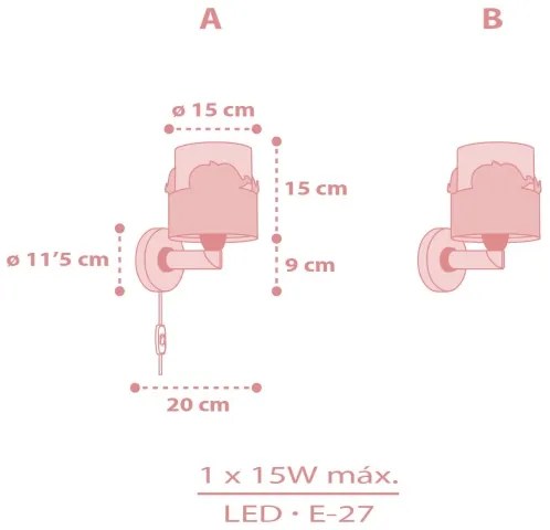 Aplică pentru copii WHALE DREAMS 1xE27/15W/230V roz Dalber 61179S