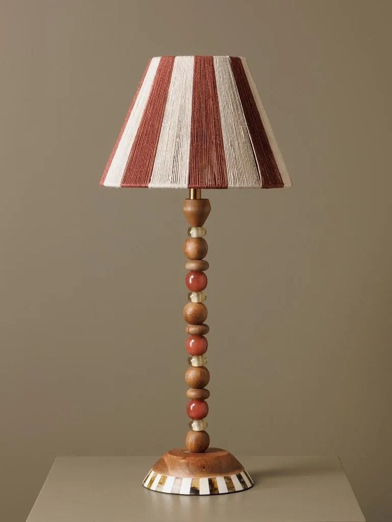 Lampa de masa, din rasina si margele din sticla, cu abajur din bumbac, Morena