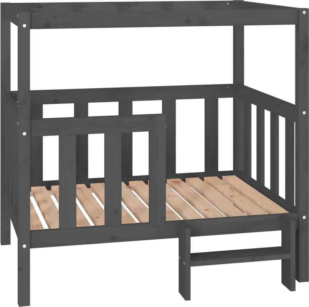 vidaXL Pat pentru câini, gri, 105,5 x 83,5 x 100 cm, lemn masiv de pin