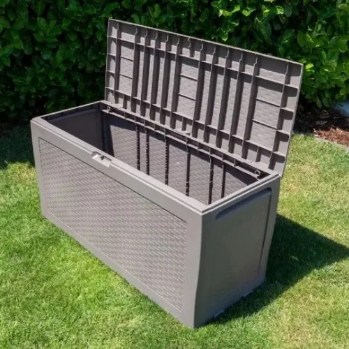 Ladă de depozitare în grădină Keter Samoa Rattan cappuccino, 270 l, 117 x 57 x 45 cm