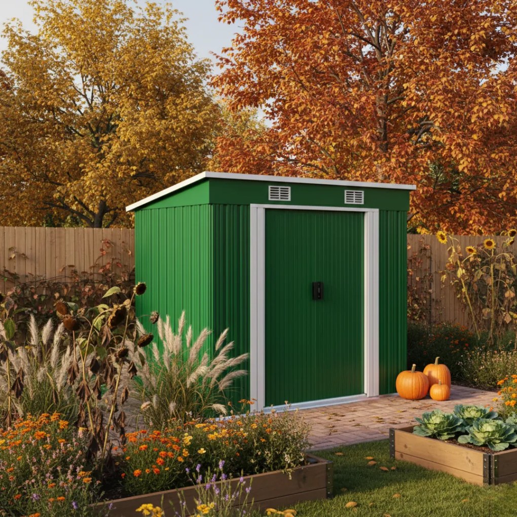 Depozit de unelte pentru grădină L, 196x122x182cm, verde Gardebruk
