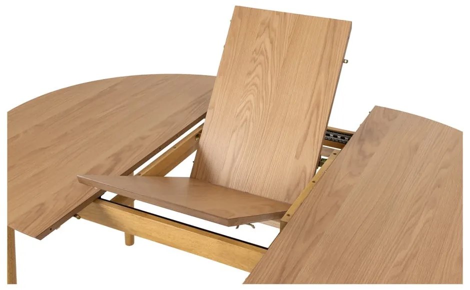 Masă de dining rotundă extensibilă cu aspect de lemn de stejar cu blat suplimentar ø 115 cm Montreux – Actona