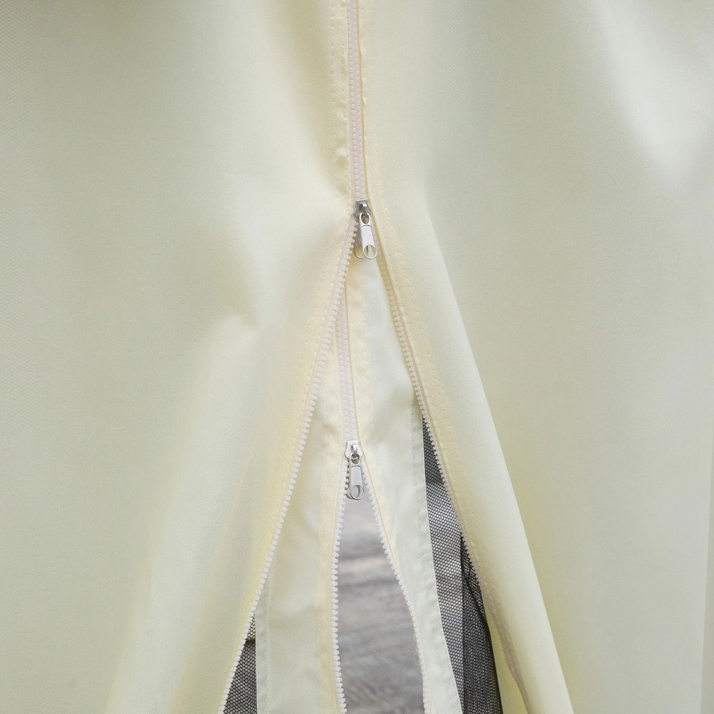 Outsunny Foișor de Grădină cu Plasă de Țânțari și Perdele, 390x290x270 cm, Crem | Aosom Romania