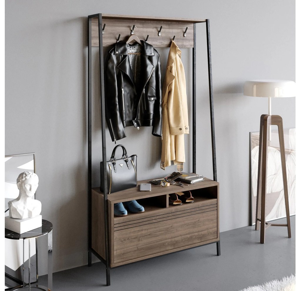 Mobilier hol Dudulo (nuc + negru). 1102073