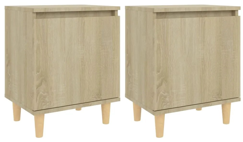 805822 vidaXL Noptiere picioare lemn masiv 2 buc., stejar sonoma, 40x30x50 cm