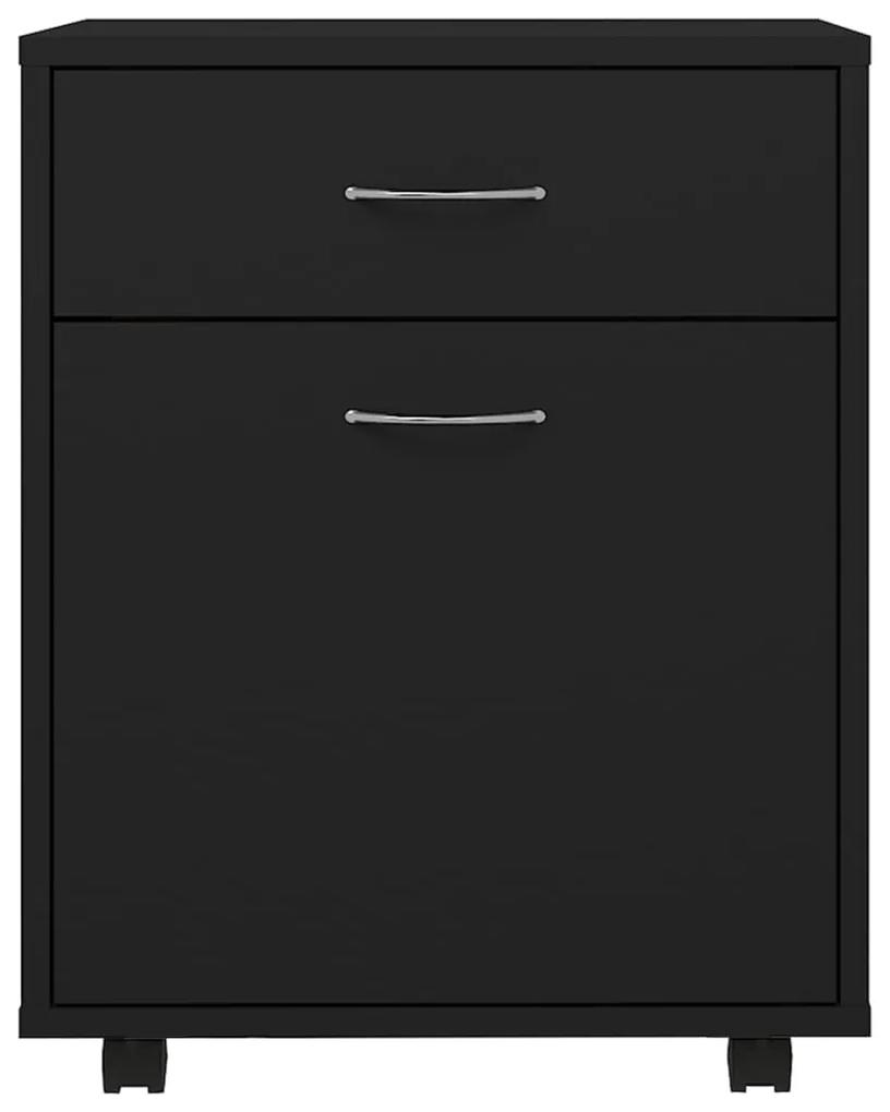Dulap cu roti, negru, 45x38x54 cm, PAL Negru, 1, 1