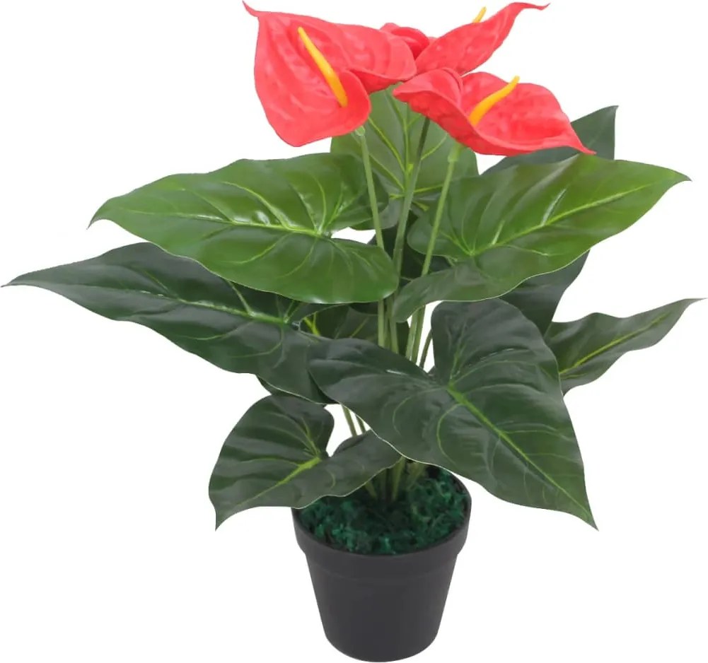 vidaXL Plantă artificială Anthurium cu ghiveci, 45 cm, roșu și galben