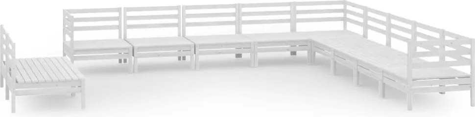 vidaXL Set mobilier de grădină, 11 piese, alb, lemn masiv de pin