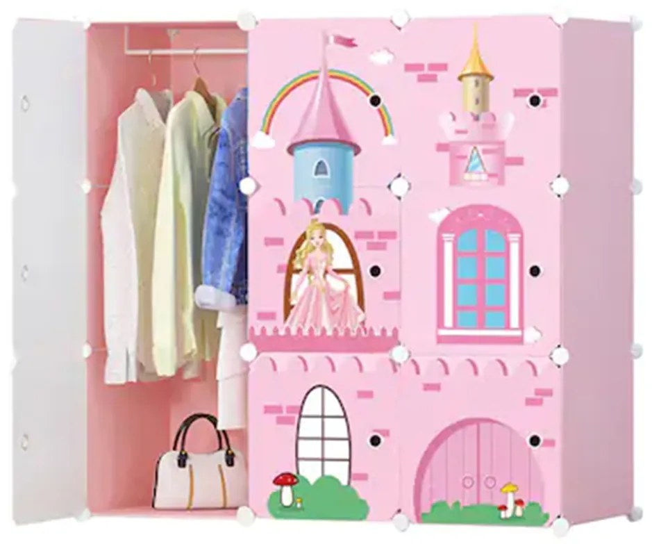 Dulap modular din plastic cu schelet metalic, D2669P, Castle Style Multicolor, 111x111x37 cm