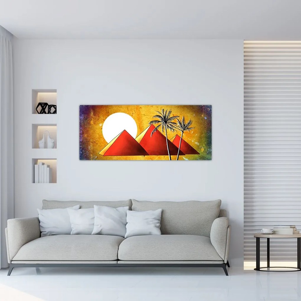 Tablou cu piramidele egiptene pictate (120x50 cm)