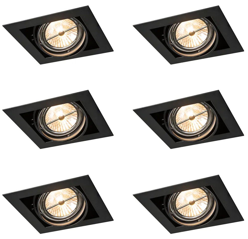 Set de 6 spoturi încastrate negre AR111 reglabile - Oneon