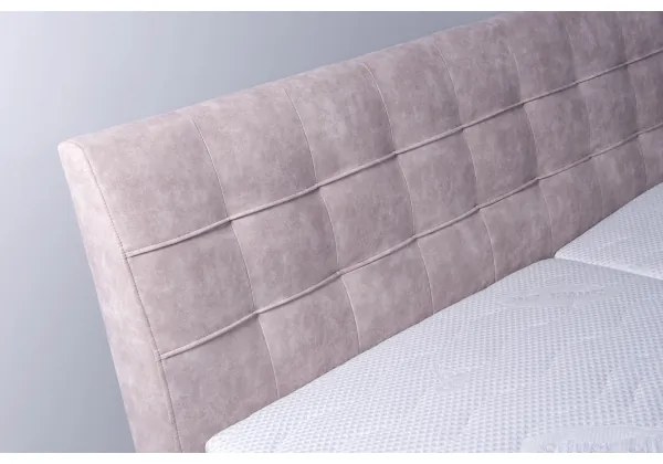 Pat tapițat VIOLET 180x200 cm, cu saltea și spațiu de depozitare, bej