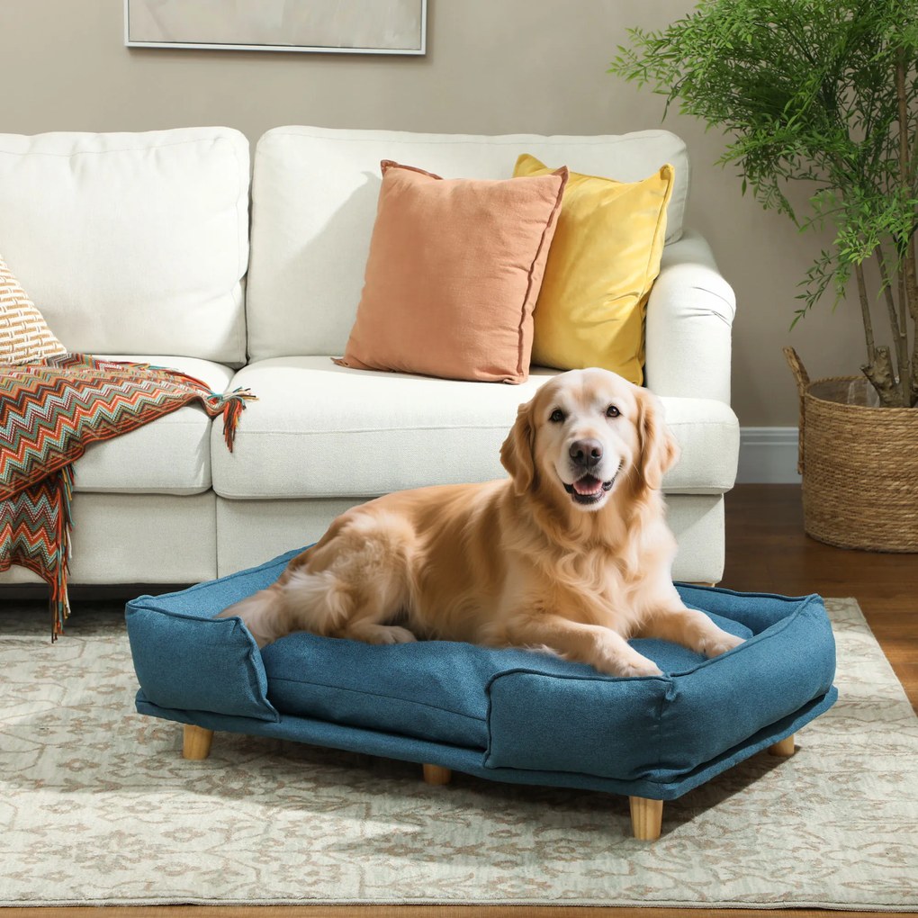 PawHut Canapea pentru Câini până la 30 kg cu Pernă Detașabilă, 96x66x24 cm, Albastru | Aosom Romania