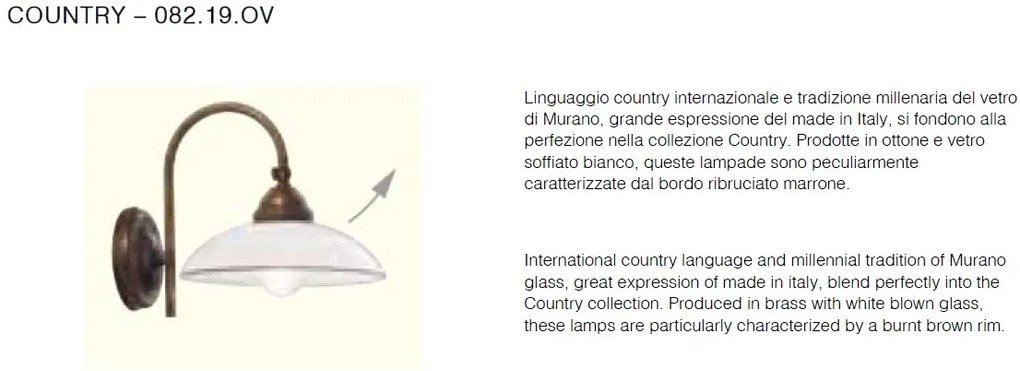 Aplica rustica din alama cu sticla Murano Country