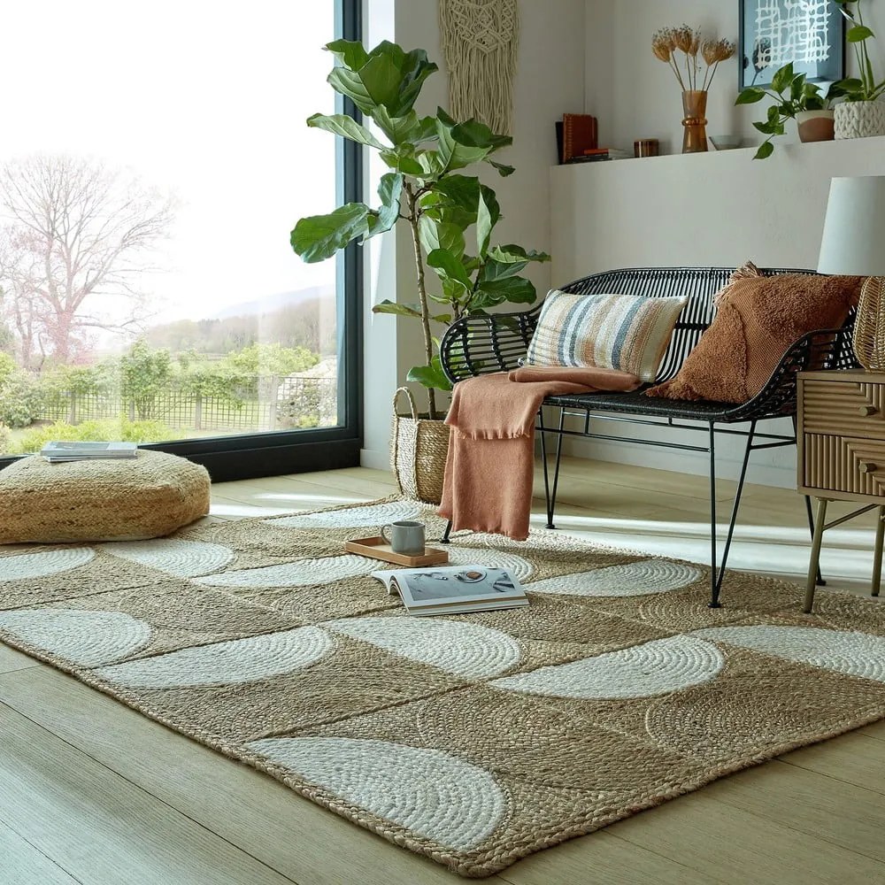 Covor în culoare naturală/fildeș țesut manual din iută 120x170 cm Eclipse – Flair Rugs
