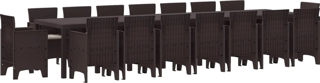 vidaXL Set de masă de grădină cu perne cu pernă 17 pcs Maro PP