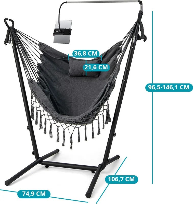 Scaun Suspendat cu Înălțime Reglabilă și Suport pentru Telefon