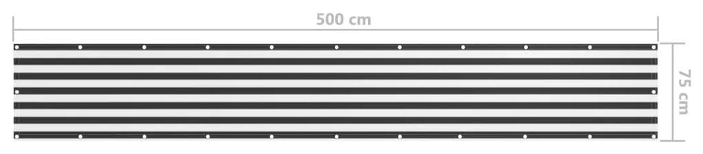 Paravan de balcon, antracit si alb, 75x500 cm, tesatura oxford Antracit si alb, 75 x 500 cm