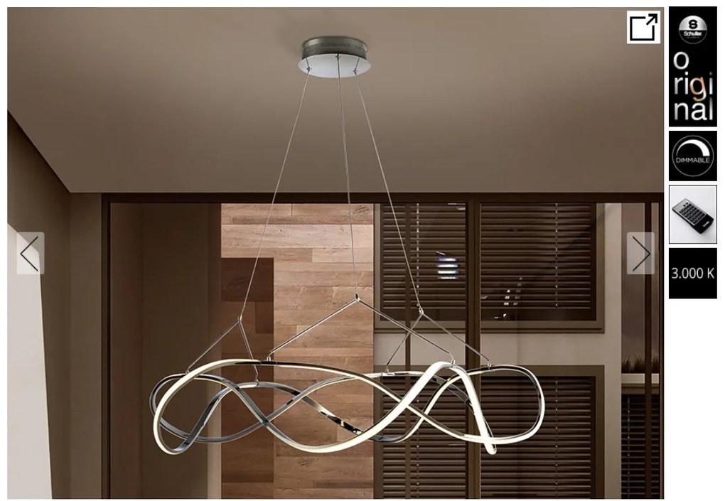Lustra LED dimabila cu telecomanda design XL ultra-modern Molly crom 110cm
