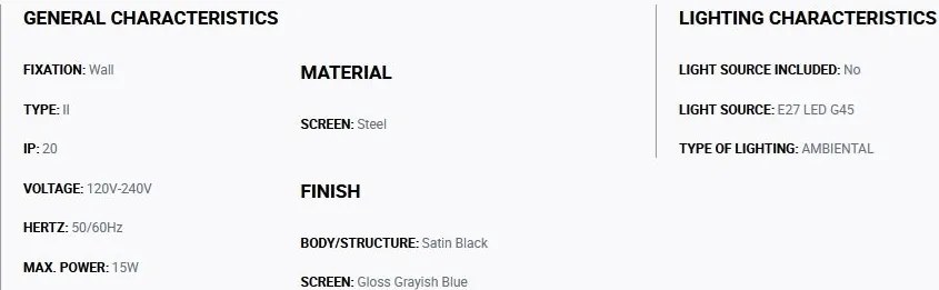 Aplica de perete metal TATAWIN negru, blue