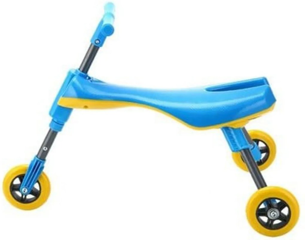 Trotineta pliabila pentru copii NOVOKIDS™ Scuttle Bug, Cadru metalic, 1-4 ani, maxim 20 kg, 3 roti din silicon, Stabilitate mare, Albastru