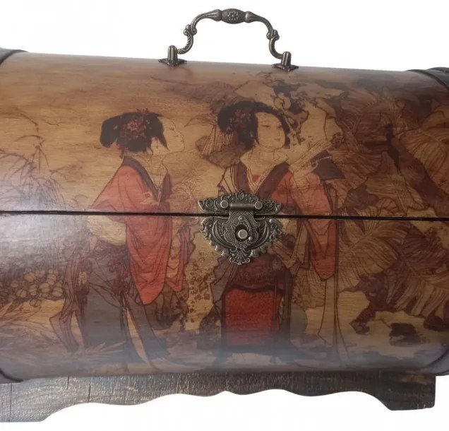 Cufar lemn motive japoneze gheise, 35x22cm