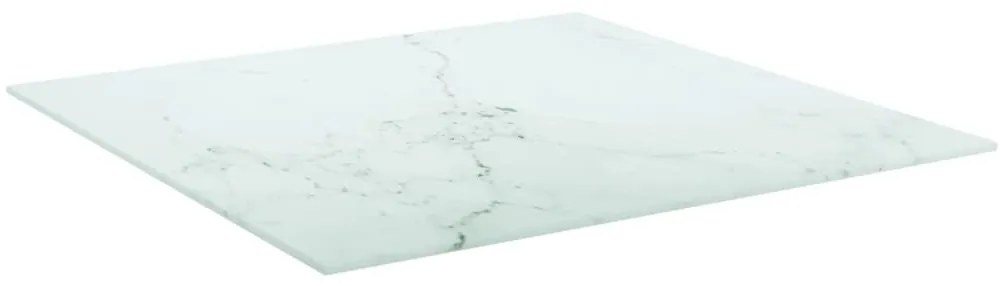 322255 vidaXL Blat masă alb 60x60cm 6mm sticlă securizată, design de marmură