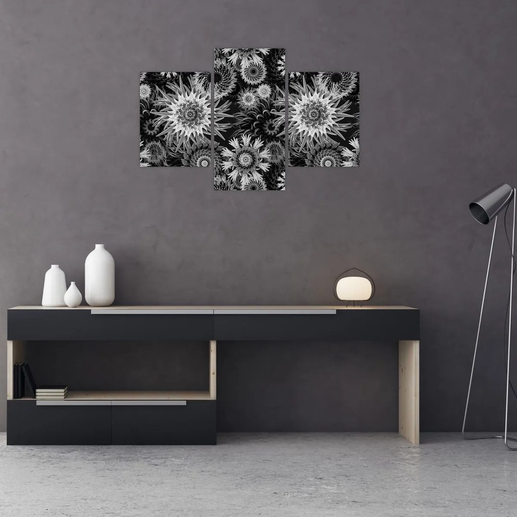 Tablou - Ciulini negri și albi (90x60 cm)