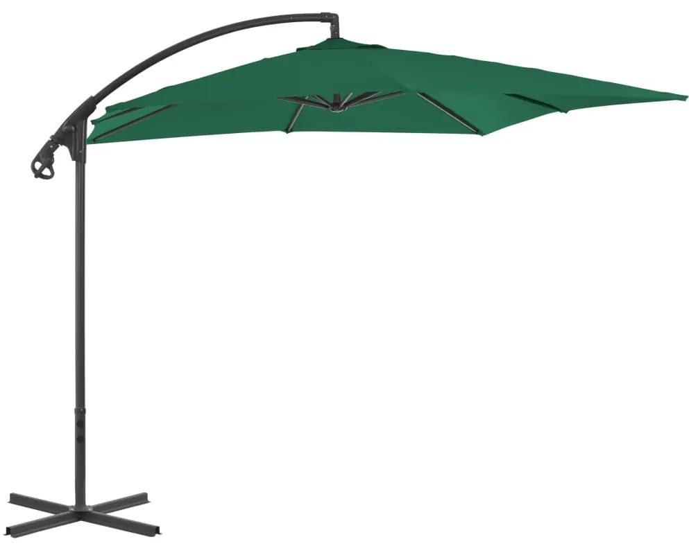 Umbrela suspendata cu stalp din otel, verde, 250 x 250 cm