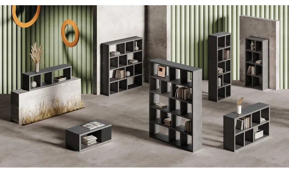 Bibliotecă gri cu aspect de beton 70x159 cm Berlin – TemaHome