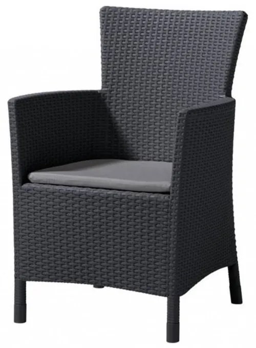 Scaun de grădină Iowa, culoare grafit, cu pernă gri deschis