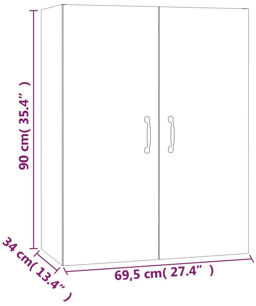 Dulap suspendat, alb, 69,5x34x90 cm, lemn prelucrat Alb, 1