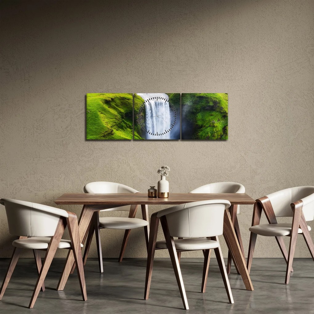 Tablou - Cascada Skogafoss (cu ceas) (90x30 cm)