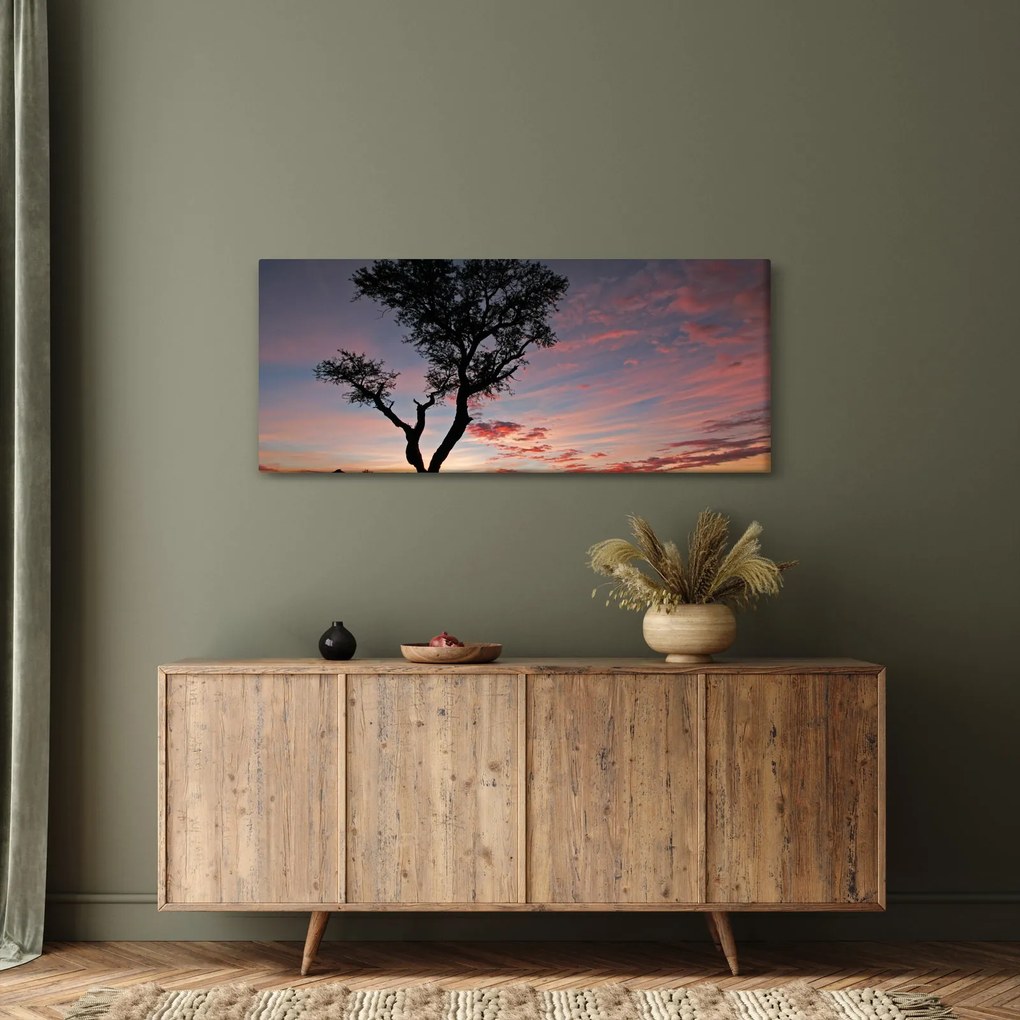 Tablou - Copac și nuanțe roșiatice (120x50 cm)