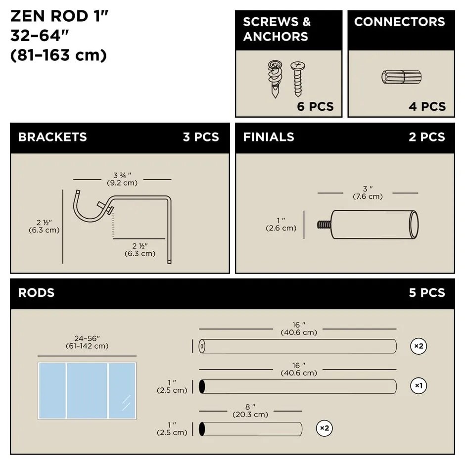 Galerie de perdea 81 - 163 cm extensibilă din oțel Zen – Umbra