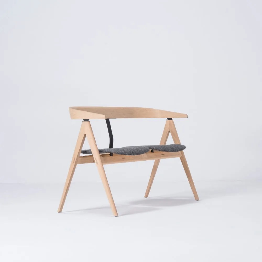 Bancă din lemn de stejar Gazzda Ava, șezut gri