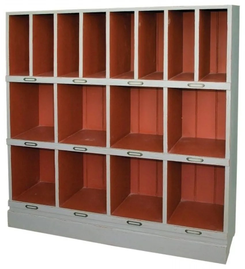 Biblioteca, gri, din lemn masiv de pin, cu aspect clasic, small double, Chicago