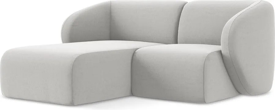 Colțar gri deschis cu tapițerie din catifea (cu colț pe partea stângă/cu șezlong) Lani – Makamii