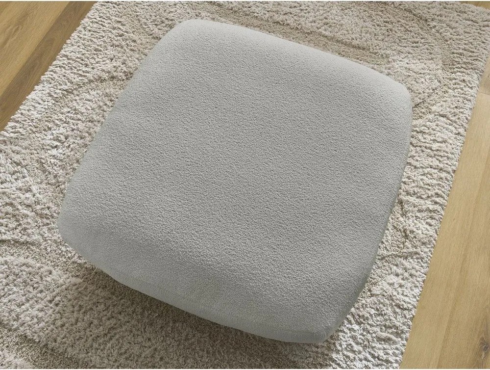 Taburet gri deschis cu tapițerie din țesătură bouclé Leonore – Bobochic Paris