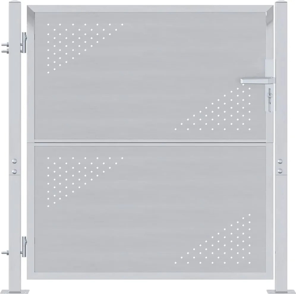 vidaXL Poartă de grădină Argintiu 85 x 97 cm Oţel inoxidabil
