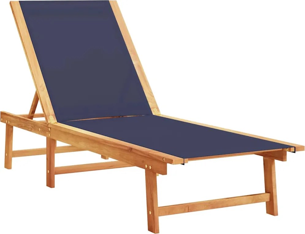 vidaXL Șezlong, albastru, lemn masiv acacia și textilenă